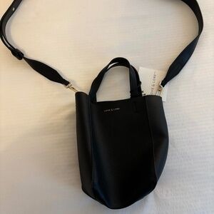 Small, crossbody, open black purse